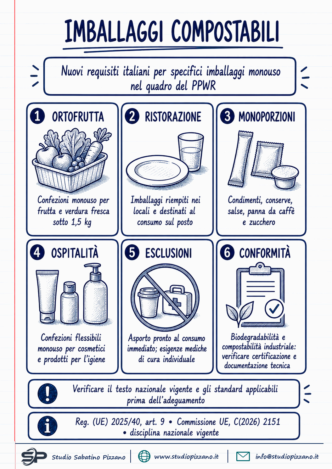 Imballaggi compostabili obbligatori: le regole per ortofrutta e ristorazione - infografica